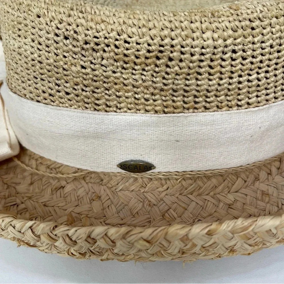 Scala The Collection Hat Woven Straw Raffia Natural/Cream beach poolside vacay - Picture 4 of 9